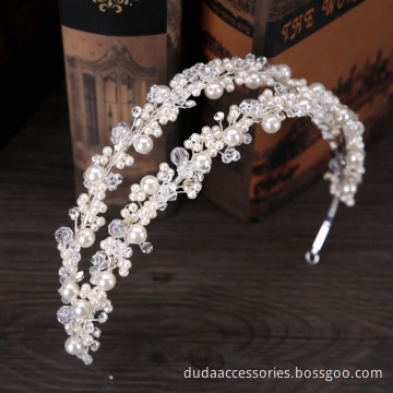 Handmade Hair Accessories Tiara Bridal Jewelry Vine Wedding Crystal Stone Headbands Double Row Headband For Long Hai